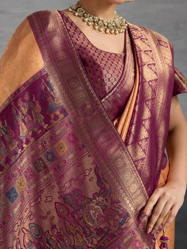Mustard_Yellow_&_Wine_Kanjivaram_Silk_Saree