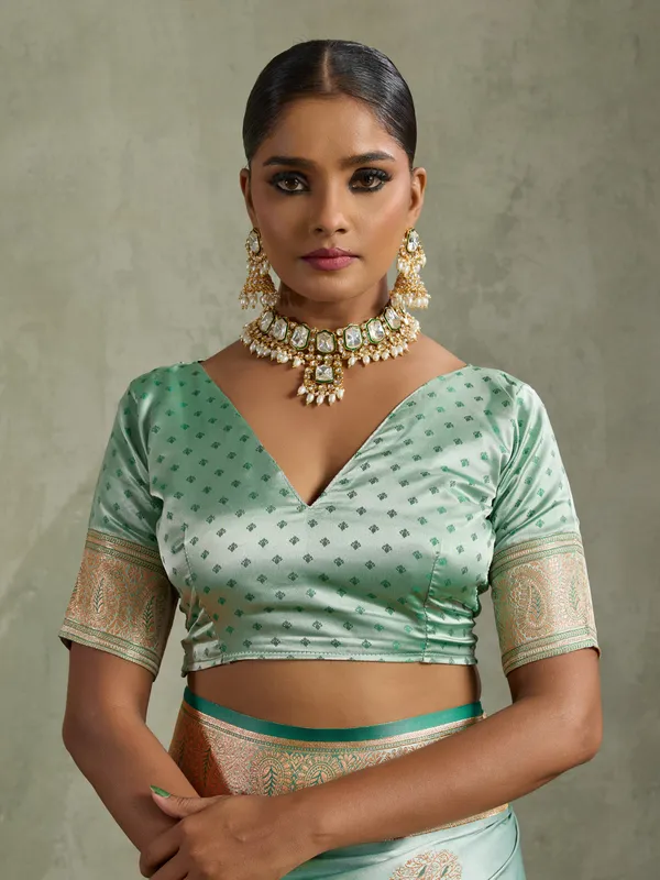 Sea_Green_Satin_Silk_Banarasi_Saree_with_Meenakari_&_Zari_Detailing
