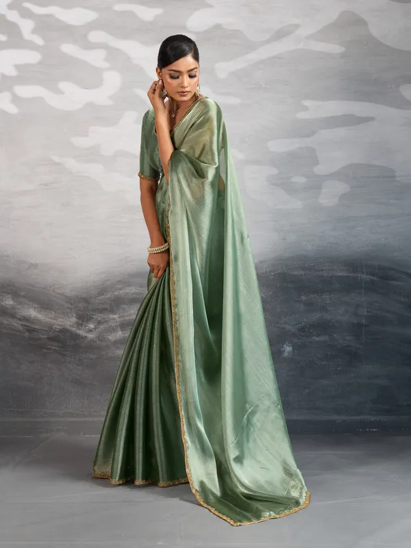Rich_Emerald_Green_Burberry_Chiffon_Saree_With_Beads_&_Cutdana_Lace_For_Women