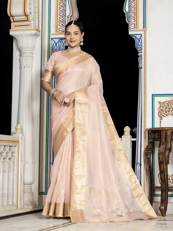 Blush_Pink_Tissue_Linen_Saree_With_Hand_Khatli_Embroidery_For_Women