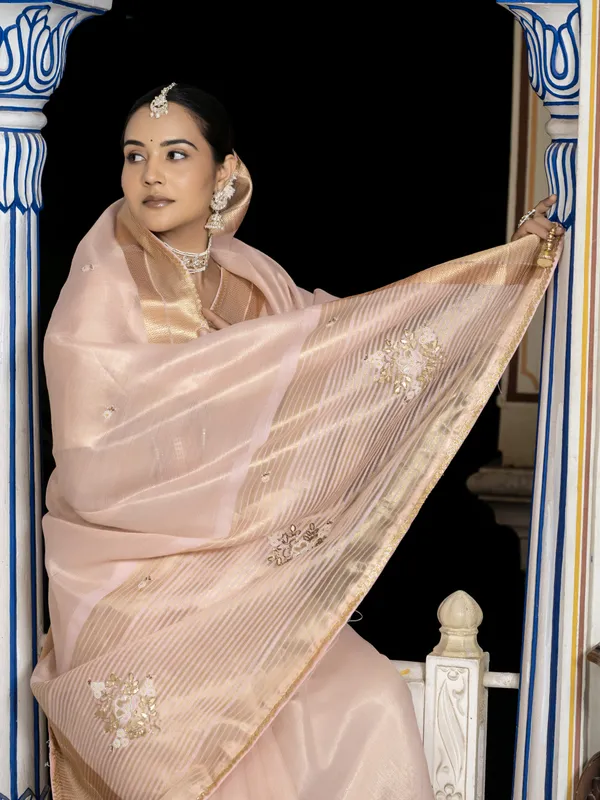 Blush_Pink_Tissue_Linen_Saree_With_Hand_Khatli_Embroidery_For_Women