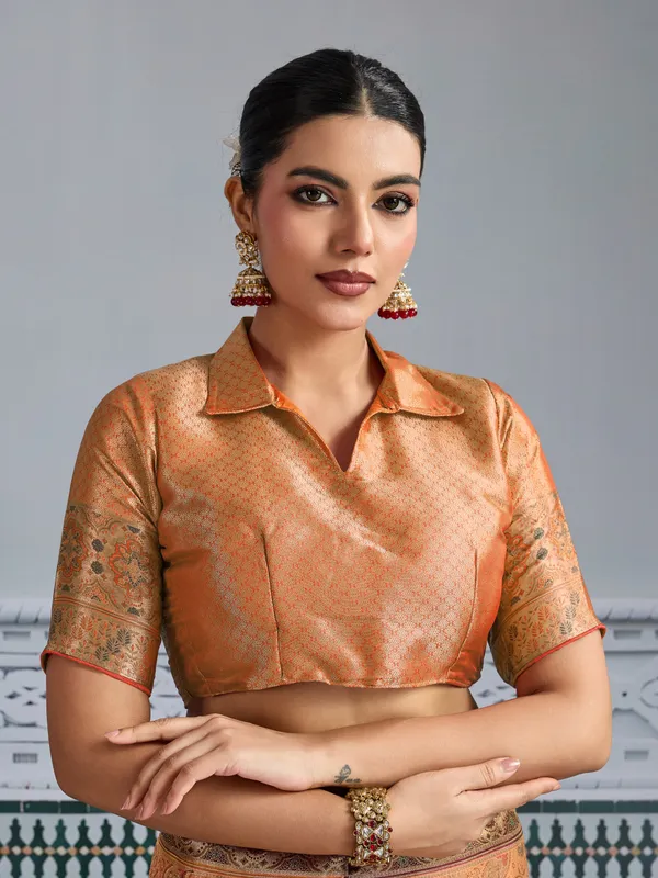 Peach_Gold_Kanjivaram_Silk_Saree_with_Meenakari_Jaal_Weave