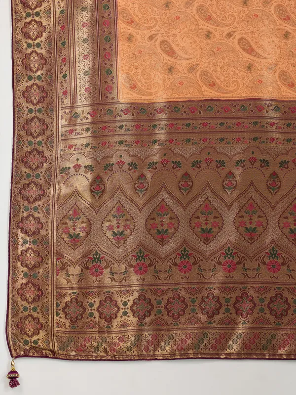 Peach_Gold_Kanjivaram_Silk_Saree_with_Meenakari_Jaal_Weave