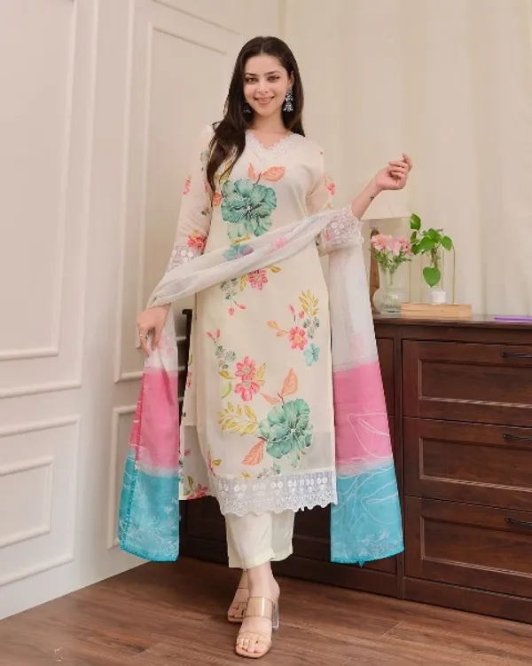 Beige_Nylon_With_Inner_Embroidered_Straight_Kurta_With_Nylon_Pant_And_Dupatta_Sets_For_Women