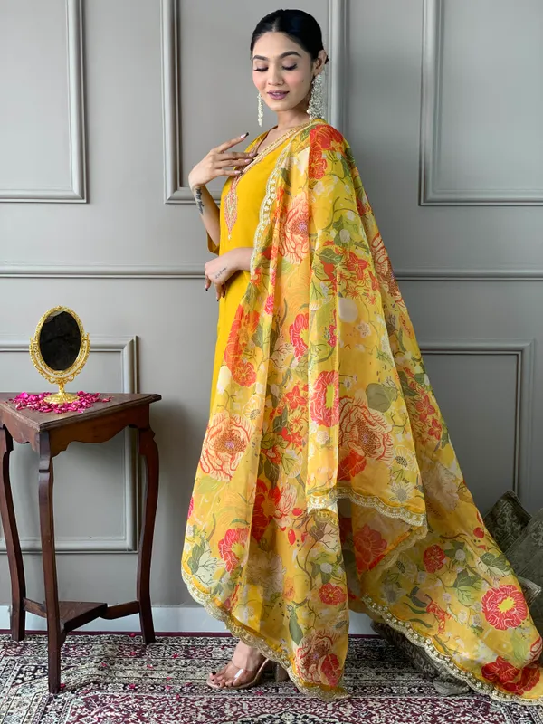 Mustard_Chanderi_Embroidered_Straight_Kurta_With_Pant_And_Dupatta_Sets_For_Women