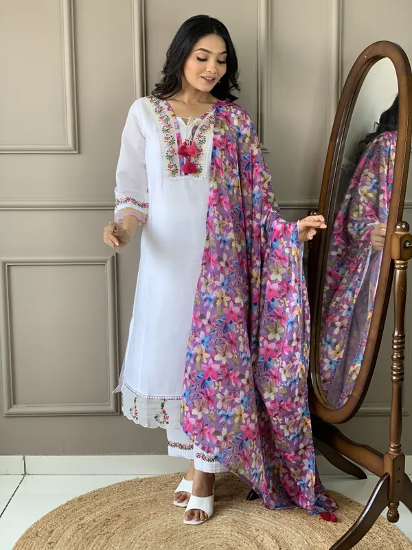 Off_White_Chanderi_Silk_Embroidered_Straight_Kurta_With_Pant_And_Printed_Dupatta_Sets_For_Women