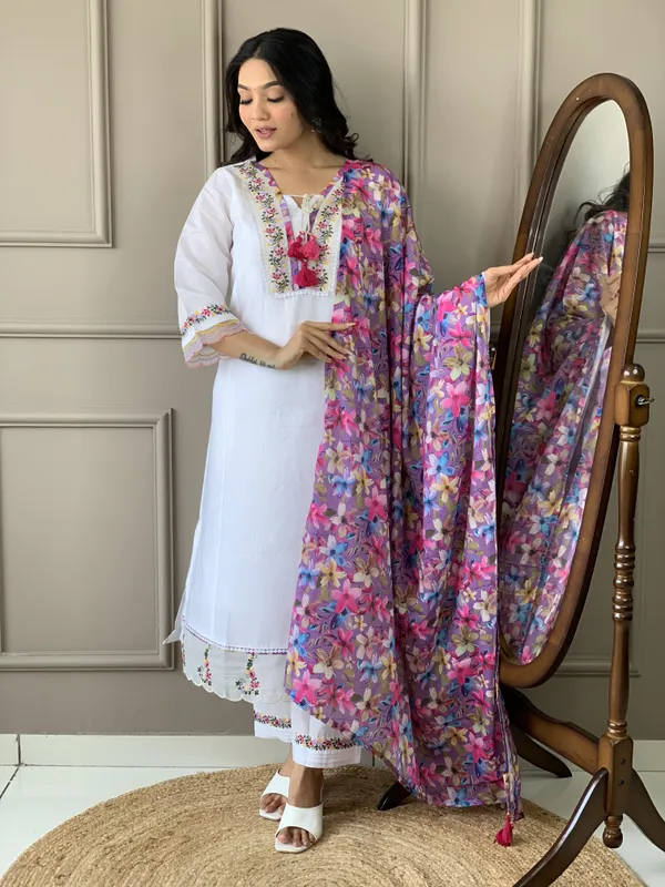Off_White_Chanderi_Silk_Embroidered_Straight_Kurta_With_Pant_And_Printed_Dupatta_Sets_For_Women