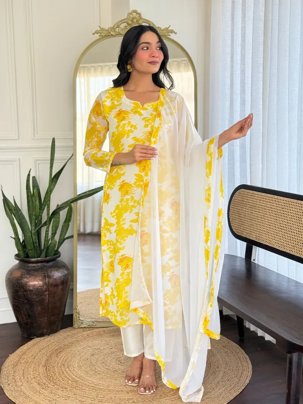 Off_White_Georgette_Printed_Kurta_With_Pant_And_Dupatta_Sets_For_Women