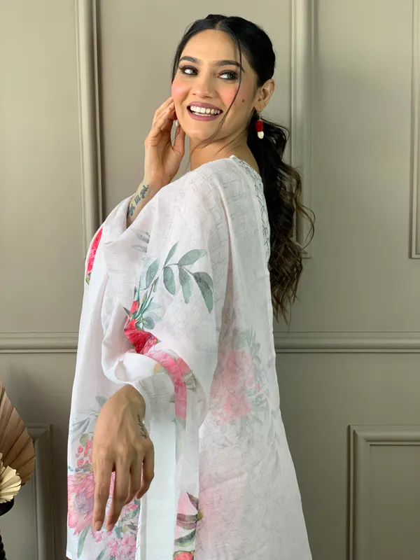 Off_White_Linen_Cotton_Embroidered_Straight_Kurta_With_Pant_And_Printed_Dupatta_Sets_For_Women