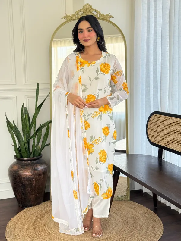 Off_White_Georgette_Printed_Kurta_With_Pant_And_Dupatta_Sets_For_Women