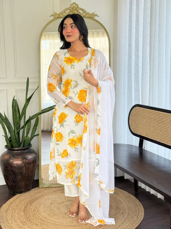 Off_White_Georgette_Printed_Kurta_With_Pant_And_Dupatta_Sets_For_Women