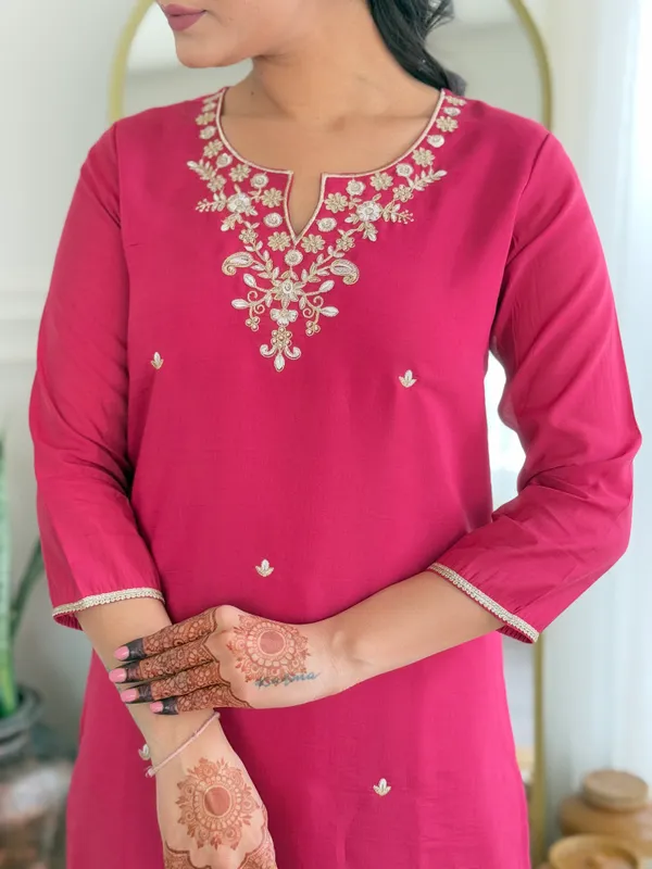 Pink_Viscose_Silk_Embroidered_Straight_Kurta_With_Viscose_Silk_Pant_And_Viscose_Jacquard_Printed_Dupatta_Sets_For_Women