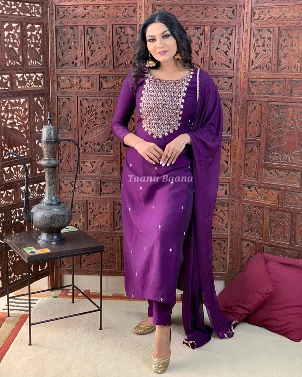 Purple_Rayon_Embroidered_Straight_Kurta_With_Rayon_Pant_And_Dupatta_Sets_For_Women