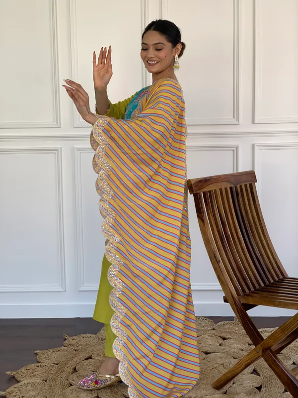 Yellow_Viscose_Embroidered_Straight_Kurta_With_Viscose_Pant_And_Silk_Blend_Printed_Dupatta_Sets_For_Women