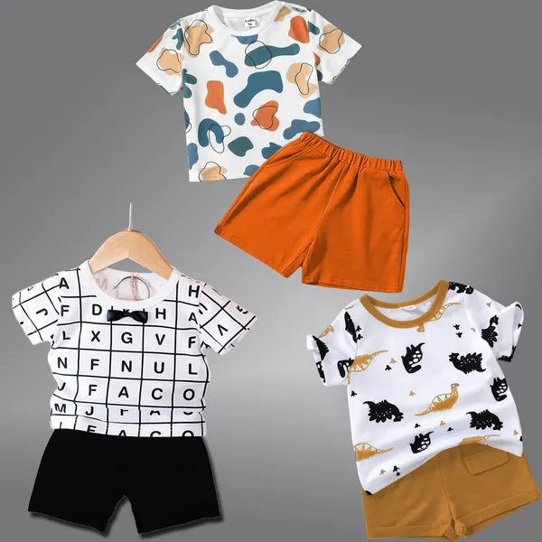 Pack_Of_3_Cotton_Printed_Short_Sleeves_T-Shirt_With_Shorts_For_Kids_(Multicolor)