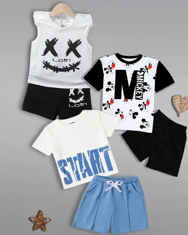 Pack_Of_3_Cotton_Printed_Short_Sleeves_T-Shirt_With_Shorts_For_Kids_(Multicolor)