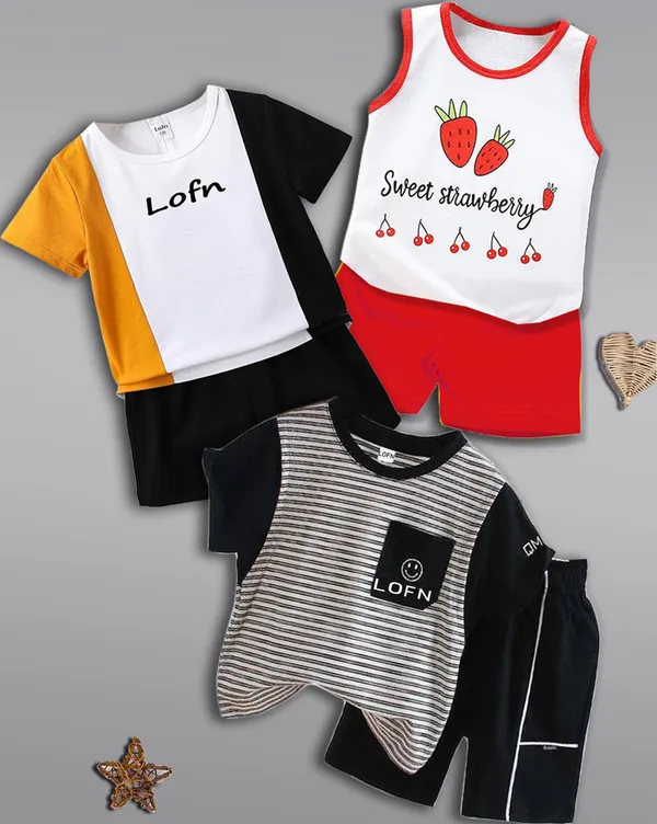 Pack_Of_3_Cotton_Printed_Short_Sleeves_T-Shirt_With_Shorts_For_Kids_(Multicolor)