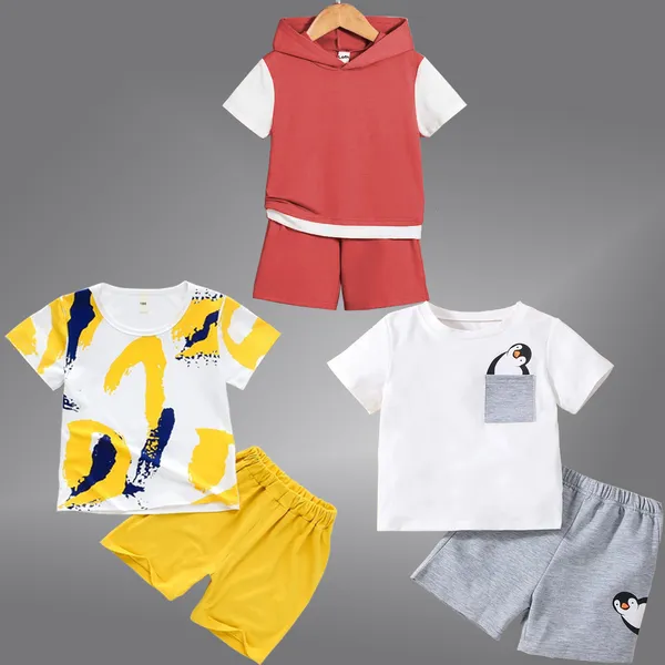 Pack_Of_3_Cotton_Printed_Short_Sleeves_T-Shirt_With_Shorts_For_Kids_(Multicolor)