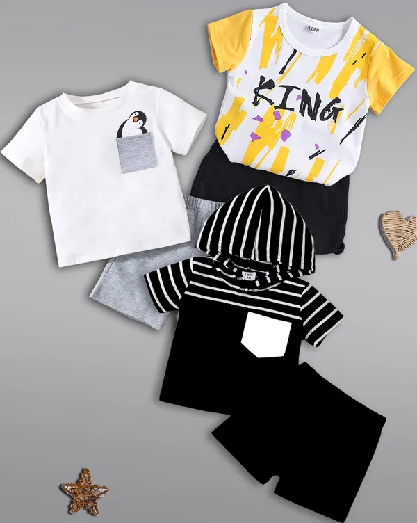 Pack_Of_3_Cotton_Printed_Short_Sleeves_T-Shirt_With_Shorts_For_Kids_(Multicolor)
