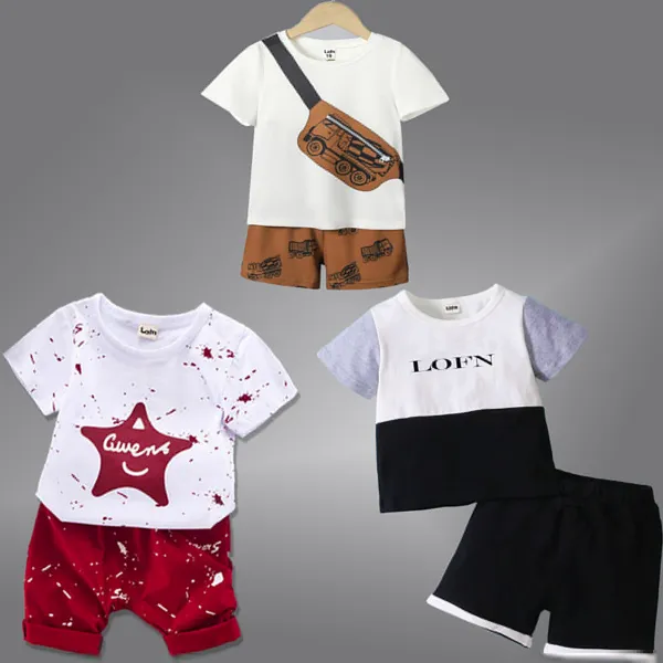 Pack_Of_3_Cotton_Printed_Short_Sleeves_T-Shirt_With_Shorts_For_Kids_(Multicolor)