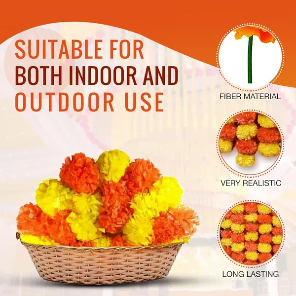 JnS_Artificial_Marigold_Flower_Garlands–Fluffy_Marigold_Strings_for_Diwali,Pooja,Wedding,Festival,Housewarming,Home,Mandir,Wall,Door,Home_Decor–Reusable_Trousseau_Gift_-_Yellow_&_Dark_Orange,5_Pcs