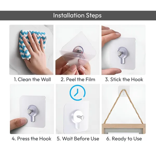 JnS_Photo_Frame_Hooks_for_Wall_Without_Drilling,_10_Pack_Self_Adhesive_Hooks_for_Wall_Heavy_Duty_Strong_Nail_Free_for_Hanging_Photo_Frame_(Hanging_Hook,_Transparent)_Stainless_Steel