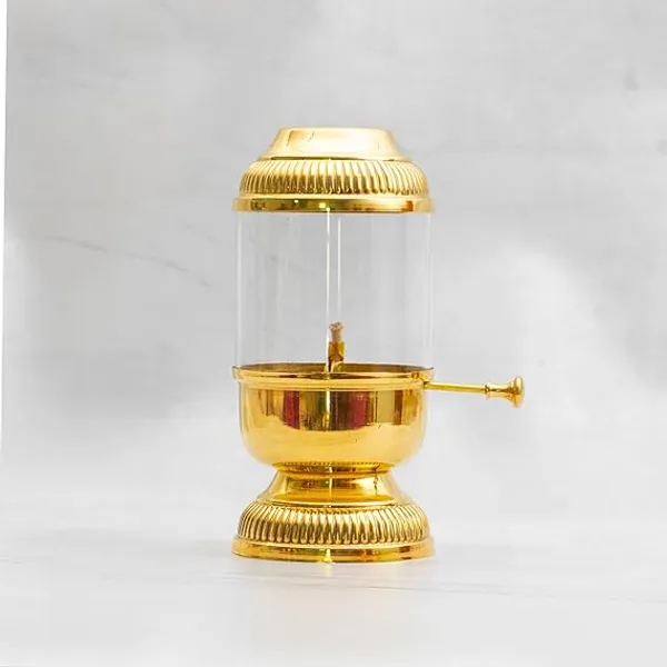JnS_Pure_Brass_Akhand_Jyoti_Diya_with_Glass_Cover_&_Adjustable_Bati_Knob_.Windproof_&_Long-Lasting_Diya_.Akhand_Deepak_for_Festivals,_Daily_Prayer_&_Home_Décor_6_Inch