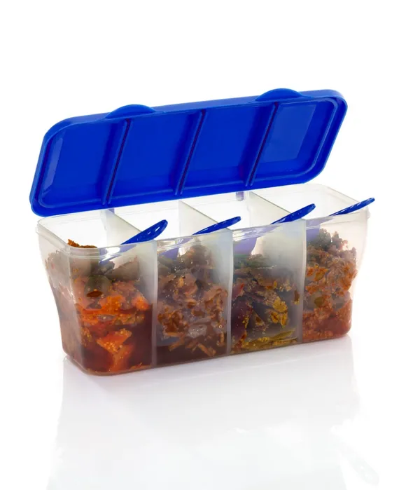 Royal_Blue_and_Transparent_Plastic_Kitchen_Storage_Container_With_3_Compartments_&_Measuring_Spoons
