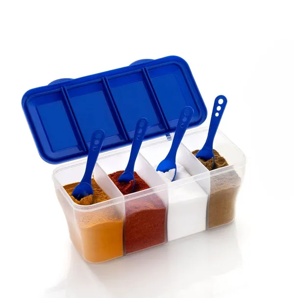 Royal_Blue_and_Transparent_Plastic_Kitchen_Storage_Container_With_3_Compartments_&_Measuring_Spoons