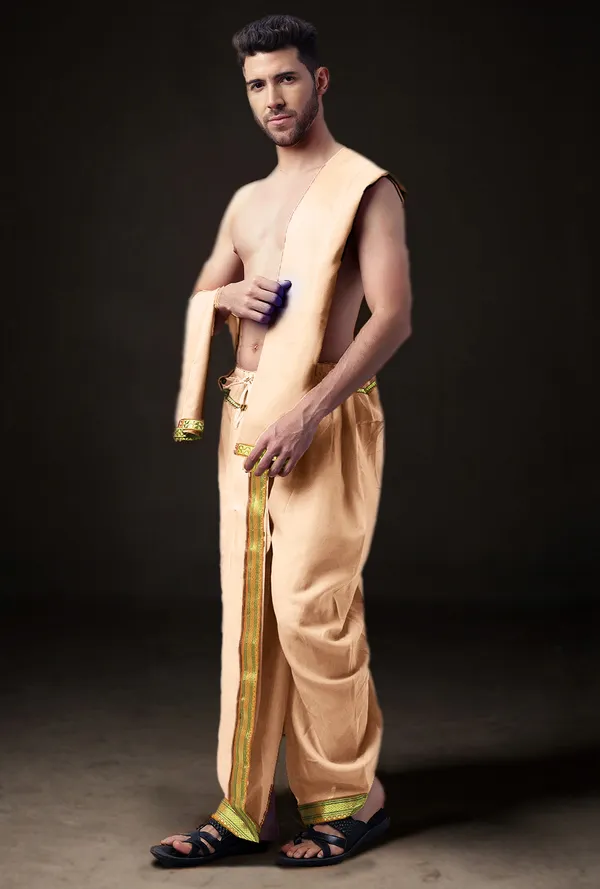 Men's_Ready-Made_Dhoti_with_Dupatta_Set_|_Traditional_Ethnic_Wear_for_Pooja,_Wedding,_Festival_|_Silk_Blend_Dhoti_Kurta_Style_Outfit_Royal_Colors_with_Golden_Border