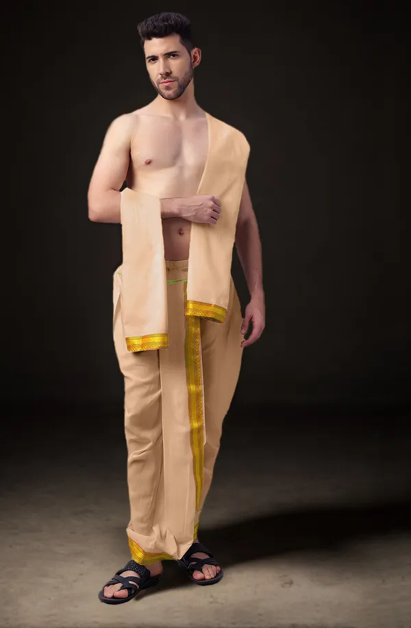 Men's_Ready-Made_Dhoti_with_Dupatta_Set_|_Traditional_Ethnic_Wear_for_Pooja,_Wedding,_Festival_|_Silk_Blend_Dhoti_Kurta_Style_Outfit_Royal_Colors_with_Golden_Border