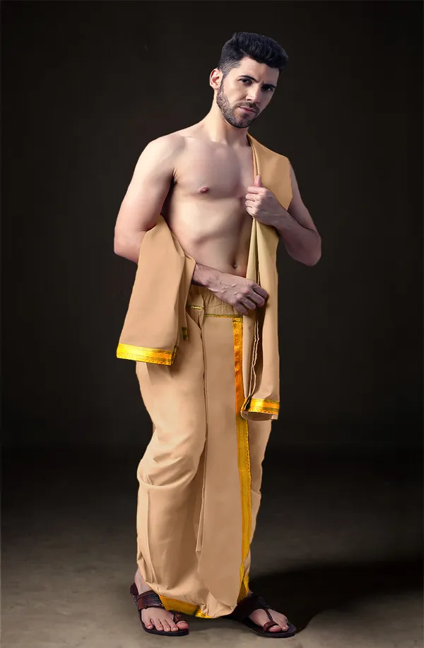 Men's_Ready-Made_Dhoti_with_Dupatta_Set_|_Traditional_Ethnic_Wear_for_Pooja,_Wedding,_Festival_|_Silk_Blend_Dhoti_Kurta_Style_Outfit_Royal_Colors_with_Golden_Border
