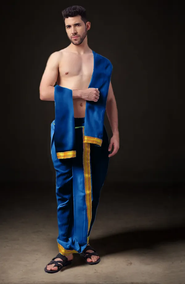 Men's_Ready-Made_Dhoti_with_Dupatta_Set_|_Traditional_Ethnic_Wear_for_Pooja,_Wedding,_Festival_|_Silk_Blend_Dhoti_Kurta_Style_Outfit_�_Royal_Colors_with_Golden_Border
