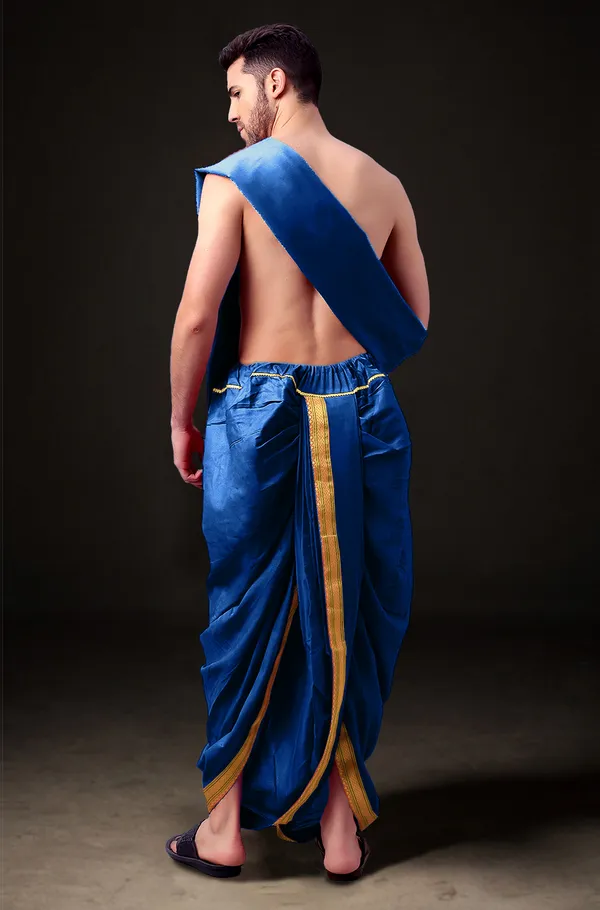 Men's_Ready-Made_Dhoti_with_Dupatta_Set_|_Traditional_Ethnic_Wear_for_Pooja,_Wedding,_Festival_|_Silk_Blend_Dhoti_Kurta_Style_Outfit_�_Royal_Colors_with_Golden_Border
