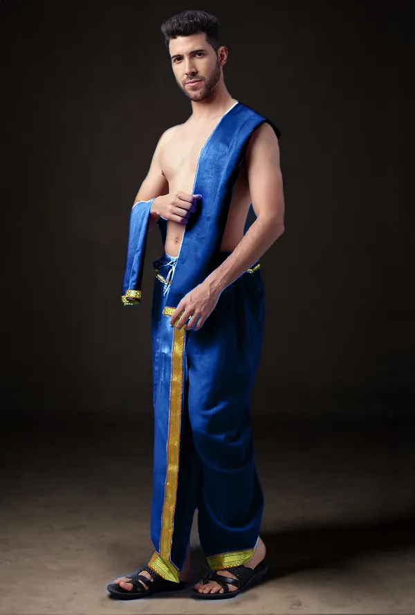 Men's_Ready-Made_Dhoti_with_Dupatta_Set_|_Traditional_Ethnic_Wear_for_Pooja,_Wedding,_Festival_|_Silk_Blend_Dhoti_Kurta_Style_Outfit_�_Royal_Colors_with_Golden_Border