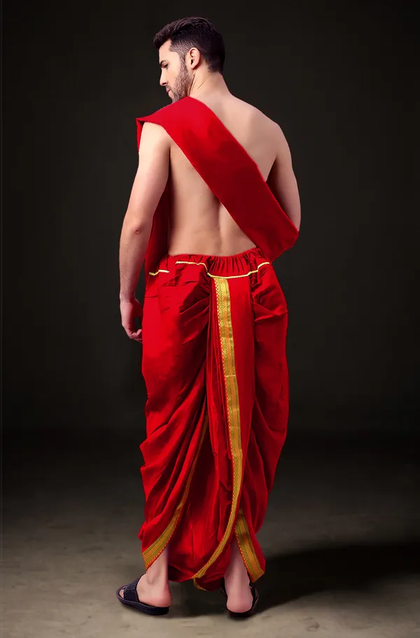 Men's_Ready-Made_Dhoti_with_Dupatta_Set_|_Traditional_Ethnic_Wear_for_Pooja,_Wedding,_Festival_|_Silk_Blend_Dhoti_Kurta_Style_Outfit_�_Royal_Colors_with_Golden_Border