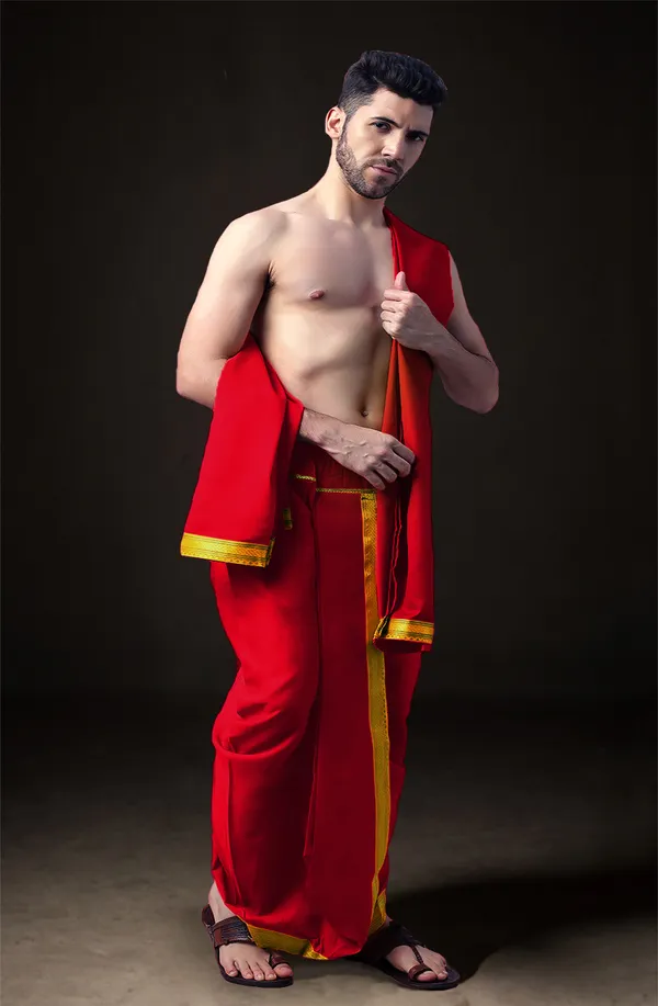 Men's_Ready-Made_Dhoti_with_Dupatta_Set_|_Traditional_Ethnic_Wear_for_Pooja,_Wedding,_Festival_|_Silk_Blend_Dhoti_Kurta_Style_Outfit_�_Royal_Colors_with_Golden_Border