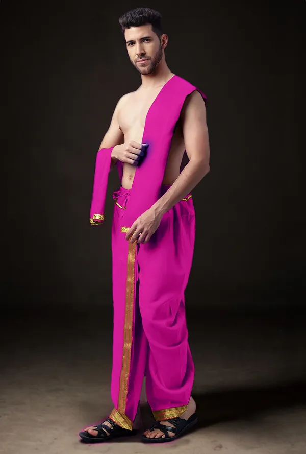 Men's_Ready-Made_Dhoti_with_Dupatta_Set_|_Traditional_Ethnic_Wear_for_Pooja,_Wedding,_Festival_|_Silk_Blend_Dhoti_Kurta_Style_Outfit_�_Royal_Colors_with_Golden_Border