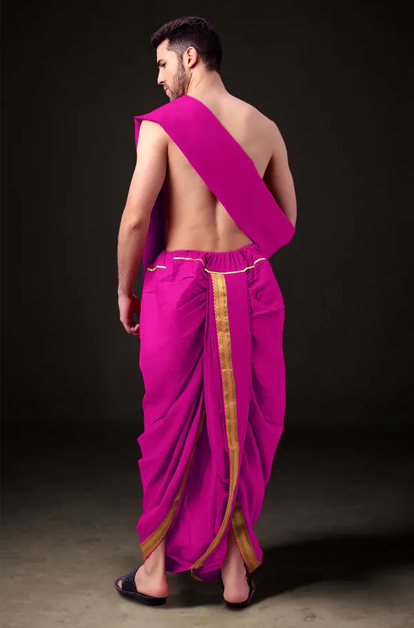 Men's_Ready-Made_Dhoti_with_Dupatta_Set_|_Traditional_Ethnic_Wear_for_Pooja,_Wedding,_Festival_|_Silk_Blend_Dhoti_Kurta_Style_Outfit_�_Royal_Colors_with_Golden_Border