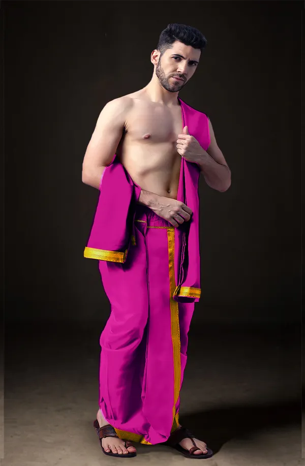 Men's_Ready-Made_Dhoti_with_Dupatta_Set_|_Traditional_Ethnic_Wear_for_Pooja,_Wedding,_Festival_|_Silk_Blend_Dhoti_Kurta_Style_Outfit_�_Royal_Colors_with_Golden_Border