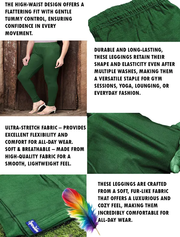 Bottle_Green_Ankle_Length_Stylish_High-Waist_Leggings_For_Women