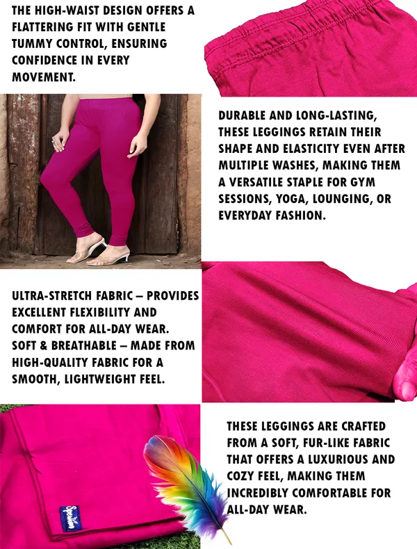 Pink_Ankle_Length_Stylish_High-Waist_Leggings_For_Women