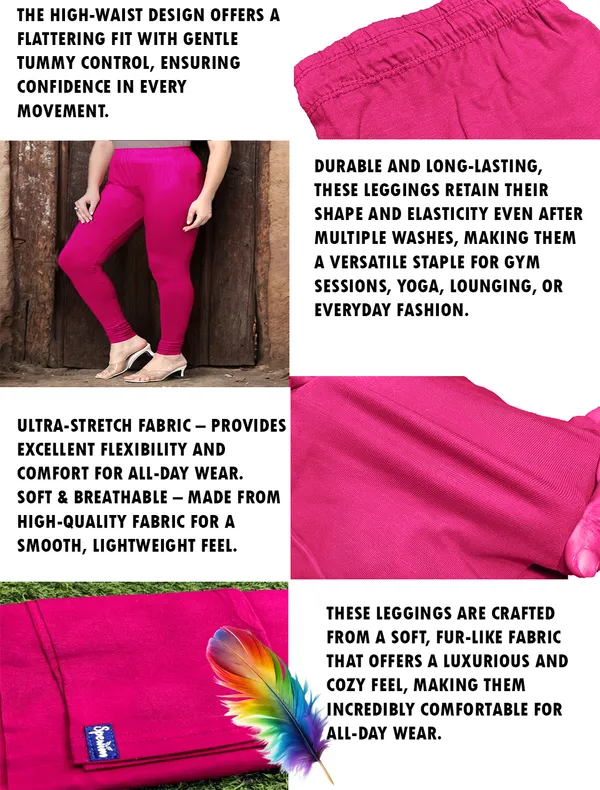 Dark_Pink_Ankle_Length_Stylish_High-Waist_Leggings_For_Women