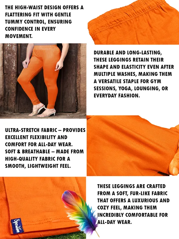 Orange_Ankle_Length_Stylish_High-Waist_Leggings_For_Women