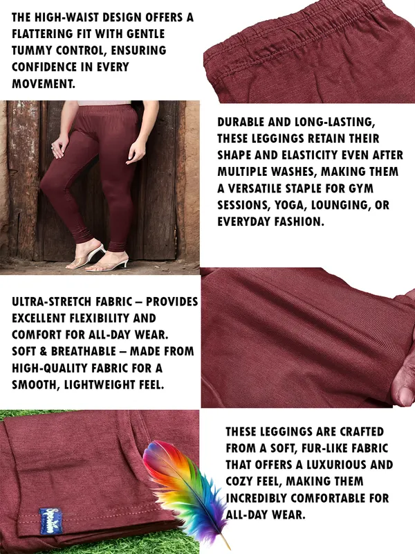 Maroon_Ankle_Length_Stylish_High-Waist_Leggings_For_Women