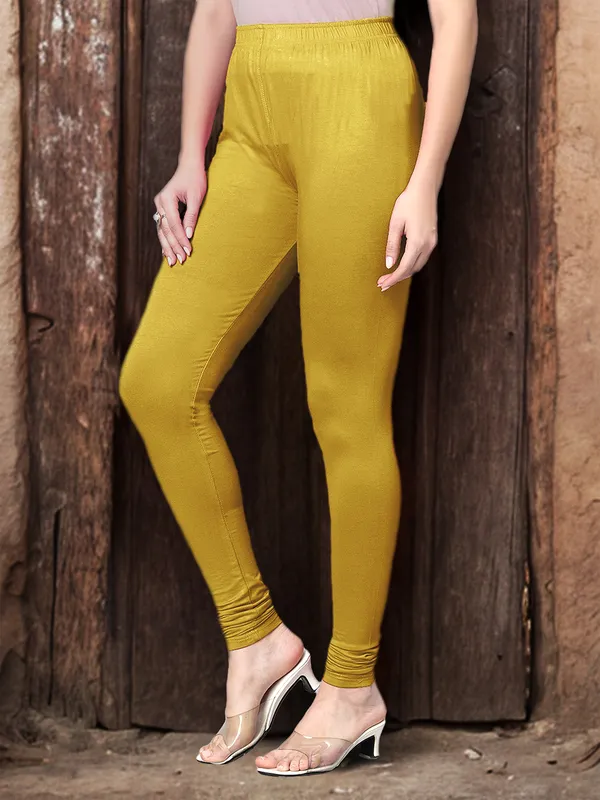 Light_Gold_Ankle_Length_Stylish_High-Waist_Leggings_For_Women