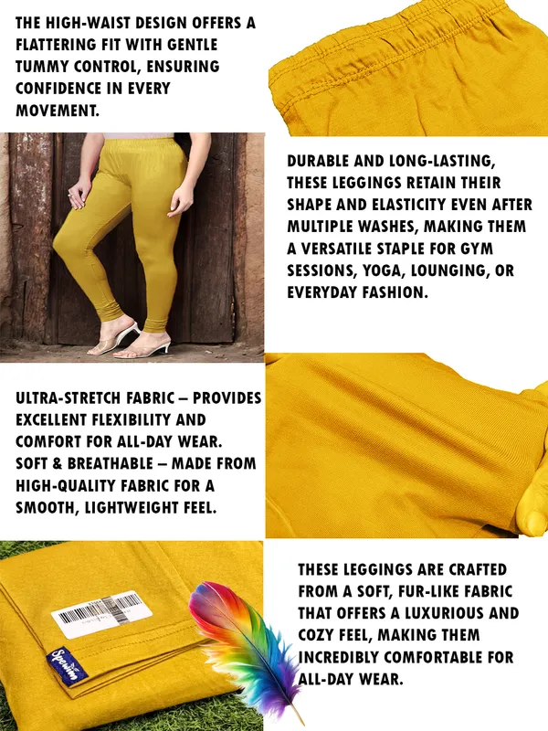 Light_Gold_Ankle_Length_Stylish_High-Waist_Leggings_For_Women