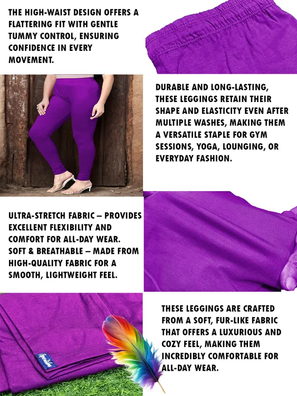Magenta_Ankle_Length_Stylish_High-Waist_Leggings_For_Women