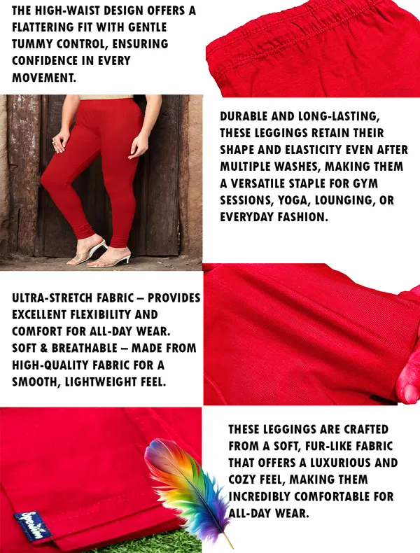 Red_Ankle_Length_Stylish_High-Waist_Leggings_For_Women