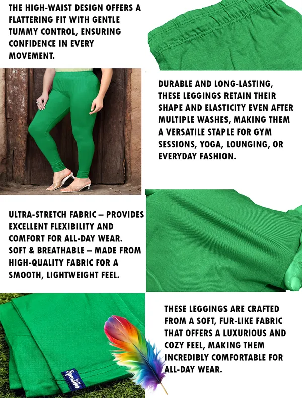 Green_Ankle_Length_Stylish_High-Waist_Leggings_For_Women